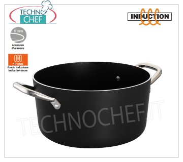 Technochef - HIGH CASSEROLE 2 handles in NON-STICK Aluminum for INDUCTION HIGH CASSEROLE 2 handles in NON-STICK ALUMINUM with INDUCTION BOTTOM 10 mm, diameter 160 mm, height 80 mm, capacity lt. 1,7.