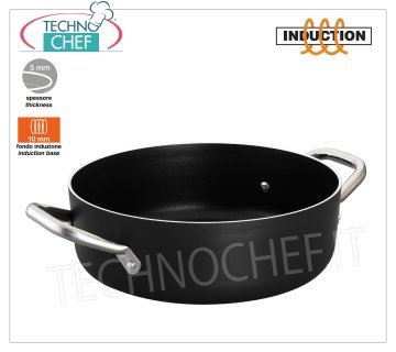 Technochef - LOW CASSEROLE 2 handles in NON-STICK Aluminum for INDUCTION LOW CASSEROLE 2 handles in NON-STICK ALUMINUM with INDUCTION BOTTOM 10 mm, diameter 200 mm, induction diameter 145 mm, height 70 mm, capacity lt. 2,5.