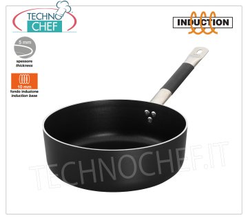 Technochef - LOW CASSEROLE 1 handle in NON-STICK Aluminum for INDUCTION LOW CASSEROLE 1 non-stick ALUMINUM handle with INDUCTION BOTTOM 10 mm, diameter 200 mm, height 70 mm, capacity 2.5 liters.