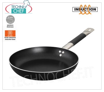 Technochef - FRYING PAN 1 handle in NON-STICK Aluminum for INDUCTION HIGH FRYING PAN with 1 non-stick ALUMINUM handle with INDUCTION BOTTOM 8 mm, diameter 240 mm, height 45 mm.