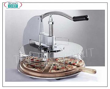 Manual Sliced Pizza Cutter - from 3 to 12 Slices SLICED PIZZA CUTTER manual table for 3/6 Slices suitable for PIZZA DISCS with MAXIMUM DIAMETER 48 cm, complete with wooden cutting board with handle diameter 49 cm