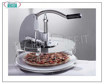 Maxi Slices Manual Pizza Cutter - from 3 to 12 Slices SLICED PIZZA CUTTER manual table for 3/6 Slices suitable for PIZZA DISCS with MAXIMUM DIAMETER 52 cm, complete with polyethylene chopping board with handle diameter 53 cm