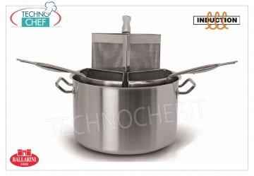 Ballarini Professionale - PASTA COOKER STAINLESS STEEL 3 BASKETS, for INDUCTION, 9200 Series PASTA COOKER 3 BASKETS 1/3, 9200 SERIES, suitable for INDUCTION PLATES in STAINLESS STEEL 18/10, diameter mm.360, high mm.215