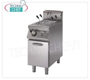 Technochef - GAS PASTA COOKER on FURNITURE, 1 lt. 40 tank, mod.PK90 / 40CPGS Gas pasta cooker on cabinet, Line 900, 1 stainless steel tank of lt. 40, thermal power Kw. 11,8, Weight 98 Kg, dimensions mm 400x900x870h
