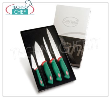 Sanelli - PACK OF PROFESSIONAL SUSHI KNIVES 4 PCS PREMANA, Mod. 908604 Pack of 4 Sushi knives, PREMANA PROFESSIONAL line, consisting of: YANAGI BA KNIFE 24 cm, THREAD FISH KNIFE 16 cm, DEBA KNIFE 16 cm, PETTY 10 cm.