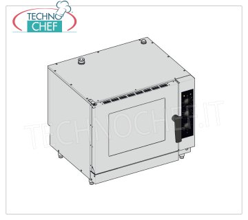 Technochef - Electric convection-steam oven for 6 GN 1/1 trays ELECTRIC STEAM CONVECTION OVEN for GASTRONOMY, capacity 6 Gastronorm 1/1 TRAYS, version with ELECTROMECHANICAL CONTROLS, V.400 / 3, Kw. 8.25, weight 87 Kg, dim.mm.860x710x740h
