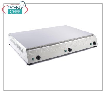 TECHNOCHEF - Professional Electric Counter-top Cooker, 6 piadine Ø 30 cm, Mod. 999.16354 ELECTRIC large-scale cooker with 430 stainless steel plate, model for 6 wraps of diam.300, with thermostatic control, V.380 / 3 + N, W.3x2500, dim.mm.1070x800x150h