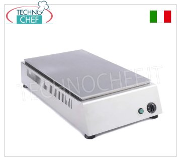 TECHNOCHEF - Professional electric countertop piadina cooker, 2 piadinas Ø 30 cm, Mod.999.1636 ELECTRIC piadina cooker with 430 stainless steel plate for 2 300 diam. piadinas, with thermostatic control, single phase V.230/1, Kw 2.5, dim.mm.420x800x150h