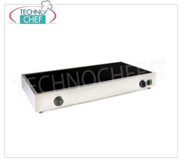 TECHNOCHEF - Professional Electric Piadine Warmer in Double Glass Ceramic, Mod.999.1896 ELECTRIC Piadine Warmer in GLASS CERAMIC with 2 COOKING ZONES, with ENERGY REGULATORS, suitable for pre-cooked piadina, V.230 / 1, Kw.2x1.7, dim.mm.800x400x90h