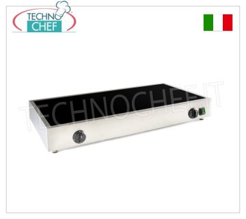 TECHNOCHEF - Professional Electric Piadine Warmer in double glass ceramic, Mod.999.1896 ELECTRIC GLASS-CERAMIC Piadine Warmer with 2 COOKING ZONES, with ENERGY REGULATORS, suitable for pre-cooked piadinas, V.230/1, Kw.2x1.7, dim.mm.800x400x90h