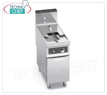 GAS FRYER, 1 V-TANK, 18 lt, External Burners, Bflex Electronic Controls, mod. 9GL18MI-BF GAS FRYER 1 V-shaped 18 lt tank on CABINET, MAXIMA 900 Line, External Burners, Bflex Electronic Controls, thermal power Kw.14,00, Weight 59 Kg, dim.mm.400x900x900h