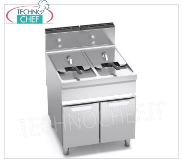 TECHNOCHEF - GAS FRYER on MOBILE, 2 INDEPENDENT TANKS of 20+20 litres, Mod.9GL20+20M GAS FRYER on MOBILE, BERTOS, MAXIMA 900 line, TURBO Series, 2 INDEPENDENT TANKS of 20+20 litres, thermal power Kw.35,00, Weight 95 Kg, dim.mm.800x900x900h