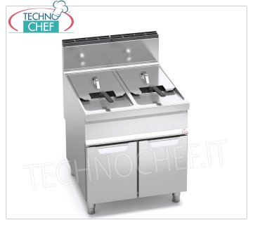 TECHNOCHEF - GAS FRYER on CABINET, 2 INDEPENDENT TANKS of lt.20+20, Mod.9GL20+20M GAS FRYER on CABINET, BERTOS, MAXIMA 900 Line, TURBO Series, 2 INDEPENDENT TANKS of lt.20+20, thermal power Kw.35,00, Weight 95 Kg, dim.mm.800x900x900h