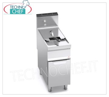 TECHNOCHEF - GAS FRYER on CABINET, 1 TANK of lt.20, MAXIMA 900 Line, Mod.9GL20M GAS FRYER on MOBILE, BERTO'S, MAXIMA 900 Line, TURBO Series, 1 TANK of lt.20, thermal power Kw.17,5, Weight 59 Kg, dim.mm.400x900x900h