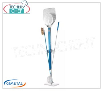 Gi-Metal - Shovel, spatula and brush holder with marble base, 4 places - mod.AC-BS/1 Self-supporting shovel holder with marble base, single front, capacity 2 shovels with handle max 150 cm, 1 spatula and 1 brush, dim.cm 35x25x175h