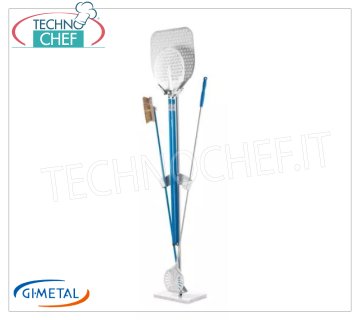 Gi-Metal - Shovel, spatula and brush holder with marble base, 4 places - mod.AC-BS200/1 Self-supporting shovel holder with marble base, single front, capacity 2 shovels with handle max 200 cm, 1 small shovel and 1 brush, dim.mm 35x25x22h