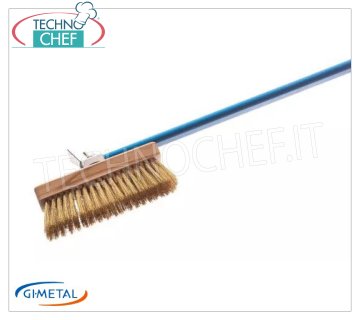 Gi.Metal - Adjustable Brush with Brass Bristles - mod.AC-SP Professional oven brush with adjustable head, brass bristles and stainless steel rear scraper, aluminum handle length 1500 mm.