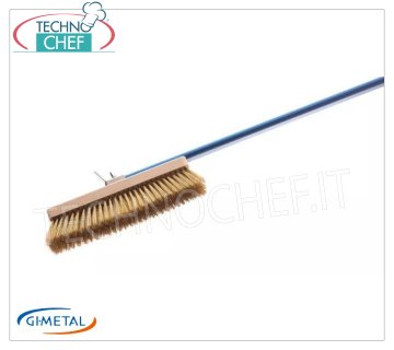 Gi.Metal - Large Adjustable Brush with Brass Bristles - mod.AC-SP2 Professional oven brush with large adjustable head, brass bristles and stainless steel rear scraper, aluminum handle length 1500 mm.