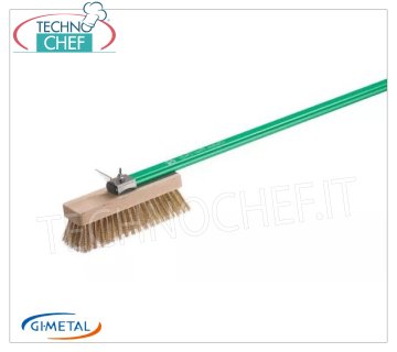Gi.Metal - Orientable Gluten Free Brush with Brass Bristles - mod.AC-SPGF Gluten Free brush with adjustable head, brass bristles and rear scraper, green anodized handle length 1200 mm.