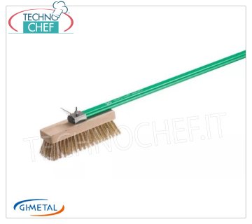 Gi.Metal - Adjustable Gluten Free Brush with Brass Bristles - mod.AC-SPGF Gluten Free brush with adjustable head, brass bristles and rear scraper, green anodized handle length 1200 mm.