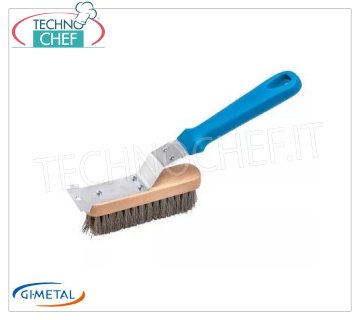 Gi.Metal - Grill brush with bristles and stainless steel scraper - mod.AC-SPGT2 Grill brush with stainless steel bristles and scraper and lightweight plastic handle