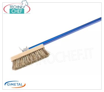 Gi.Metal - Adjustable Brush with Natural Bristles - mod.AC-SPN2 Professional oven brush with adjustable head, natural bristles and stainless steel rear scraper, aluminum handle length 1500 mm.