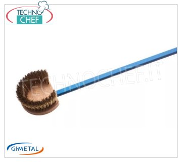 Gi-Metal - Adjustable Round Brush with Brass Bristles - mod.AC-SPT Round brush for professional oven with adjustable head, brass bristles and stainless steel rear scraper, aluminum handle length 1500 mm.