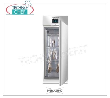 STAGIONATORE CONSERVATORE Steel cured meats, 1 DOOR, max yield 100 Kg Cured meat storage and seasoning cabinet in 304 stainless steel, 1 door, max capacity 100 Kg, Temp. 0 ° / + 30 ° C, digital controls, V. 230/1, Kw.1,8, Weight Kg 137, dim.mm .750x850x 2080h