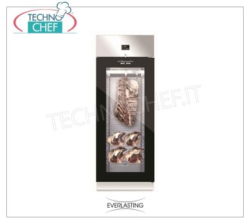 MEAT STAINLESS STEEL CABINET, 1 GLASS door, Temp. + 0 ° / + 10 ° C, mod. STG MEAT 700 GLASS STAINLESS steel meat aging CABINET, 1 GLASS DOOR, Gas R 452a, Temp. + 0 ° / + 10 ° C, Capacity Kg. 150, Dim. Mm 750x850x2080h
