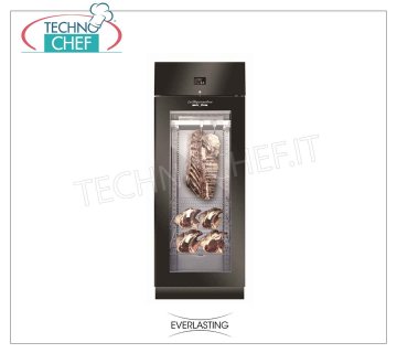 MEAT STRAINING CABINET in BLACK steel, 1 GLASS door, Temp. + 0 ° / + 10 ° C, mod. STG MEAT 700 BLACK Meat aging CABINET in BLACK PLASTICATED steel, 1 DOOR with GLASS, Gas R 452a, Temp. + 0 ° / + 10 ° C, Capacity Kg. 150, Dim.mm 750x850x2080h