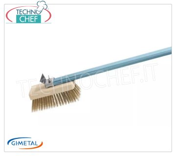 Gi.Metal - Adjustable Evolution Brush with Brass Bristles - mod.ACE-SP Professional oven brush with adjustable head, brass bristles and stainless steel rear scraper, aluminum handle length 1500 mm.