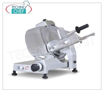 Technochef-GRAVITY SLICER blade Ø 300 mm, Professional Professional gravity slicer, in anodized aluminum alloy with belt transmission, blade Ø 300 mm, 0.27 kw, 26.5 kg, dim. plate 295x240 mm