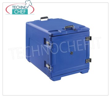 TECHNOCHEF - Heated isothermal container in polyethylene for food, Mod.AF7 POLYETHYLENE ISOTHERMAL Heated Container, for keeping hot, cold or frozen food, capacity 63 lt, version with FRONT OPENING suitable for containing GASTRO-NORM TRAYS 1/1, 1/2 and 1/3, Weight 11 Kg, dim.mm .440x640x480h