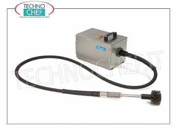 Portable pot cleaner with electric brush and 2 m long flexible hose. - mod. CLEAN18C Pot cleaner with stainless steel structure, brush speed 500 rpm, flexible length mm.2000, V.230/1, Kw.0,18, Weight 14 Kg.