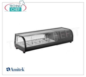 Refrigerated Display Case for Sushi, capacity 4 GN 1/3 trays REFRIGERATED DISPLAY CASE for SUSHI, capacity 4 GN 1/3 trays, Class B, operating temperature 0°/+12°C, V.230/1, Kw.0,19, dim.mm. 1177x425x295h