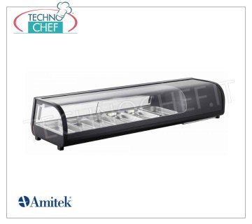 Refrigerated Display Case for Sushi, capacity 6 GN 1/3 pans REFRIGERATED DISPLAY CASE for SUSHI, capacity 6 trays GN 1/3, Class C, operating temperature 0°/+12°C, V.230/1, Kw.0,19, dim.mm. 1529x425x295h
