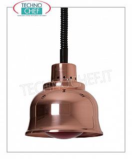 Infrared suspended heating lamps HEATING LAMP adjustable in height, COPPER lamp holder diam.225 mm., RED light, V.230 / 1, W.250, Weight 1.40 Kg.