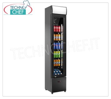 REFRIGERATOR for DRINKS, 1 Door, Temp.+2°/+10°C, lt.105, Class E, 36 cm wide Professional Beverage Refrigerator, 1 glass door, temp.+2°/+10°C, capacity lt.105, static with fan, Class E, Led lighting, V.230/1, Kw.0,15, Weight 44 Kg, dim.mm.360x408x1880h