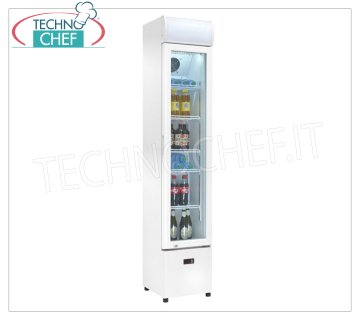 REFRIGERATOR for DRINKS, 1 Door, Temp.+2°/+10°C, lt.105, Class E, 36 cm wide Professional Beverage Refrigerator, 1 glass door, temp.+2°/+10°C, capacity lt.105, static with fan, Class E, Led lighting, V.230/1, Kw.0,15, Weight 44 Kg, dim.mm.360x408x1880h
