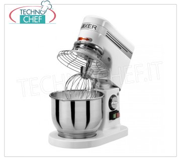 PROFESSIONAL PLANETARY MIXER 4,9 lt, Mod. AP5 Planetary mixer with 4,9 lt stainless steel bowl, complete with hook, spatula and stainless steel whisk, V.230/1, Kw.0,3, Weight 13 Kg, dim.mm.350x230x400h