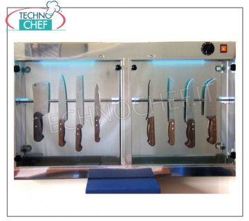Sterilizers for knives and tools with UV-C Germicides STERILIZER KNIVES UV RAYS for wall in STAINLESS STEEL, capacity 20/22 KNIVES, 2 MAGNETIC KNIFE SUPPORTS, irradiation power 2 UV-C lamps 0.16 kw, V. 220-240 / 1, dim. mm 1020x125x624h