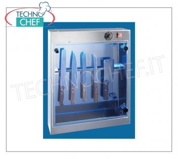 Sterilizers for knives and tools with UV-C Germicides STERILIZER KNIVES UV RAYS for wall in STAINLESS STEEL, capacity 10/12 KNIVES, KNIFE SUPPORT magnetic, irradiation power 1 UV-C lamp 0.16 kw, V. 220-240 / 1, dim. mm 510x130x624h