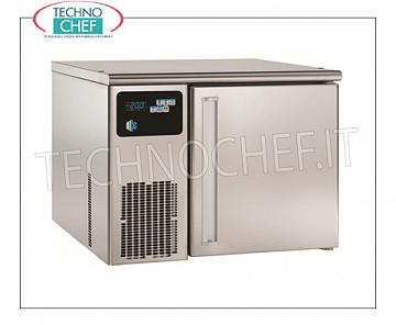Professional Blast Chiller, 3 GN 1/1 Trays, Mod.MX3.10C BLAST CHILLER-FREEZER with GUIDES for 3 Gastro-Norm 1/1 TRAYS, complete with CORE PROBE, yield POSITIVE CYCLE + 90 ° + 3 ° C / Kg. 10, NEGATIVE CYCLE + 90 ° -18 ° C / Kg. 5, V.230 / 1, Brand SINCOLD, Kw.0,9, Weight 55 Kg, dim.mm.655x715x530h