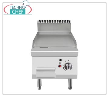 Technochef - GAS GRIDDLE with SMOOTH BENCH PLATE, Kw.7,00 GAS GRIDDLE WITH SMOOTH BENCH PLATE, Line 700, thermal power 7.00 Kw, dim.mm.400x700x547h
