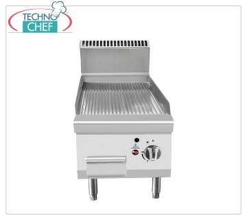 Technochef - GAS GRIDDLE with RIBBED COUNTER PLATE, Kw.7,00 GAS GRIDDLE with RIBBED COUNTER PLATE, Line 700, thermal power 7.00 kW, dim.mm.400x700x547h
