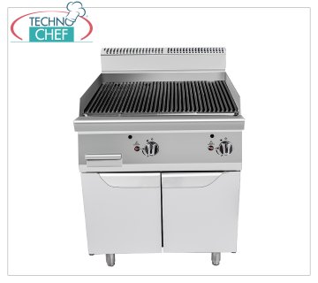 Technochef - LAVA STONE GRILL on MOBILE, Kw.18,00 LAVA STONE GRILL on MOBILE, Line 900, thermal power 9+9 Kw, dim.mm.800x900x1140h