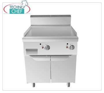 Technochef - GAS GRIDDLE with SMOOTH PLATE on MOBILE, Kw.20,00 GAS GRIDDLE with SMOOTH PLATE on MOBILE, Line 900, thermal power Kw 10.00+10.00, dim.mm.800x900x1140h