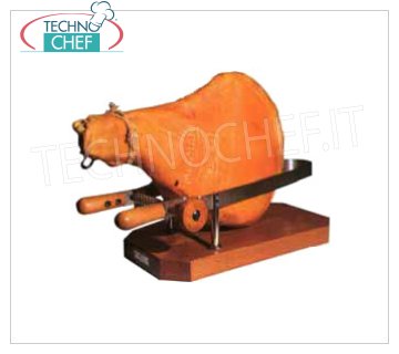 Forcar - MOLD for PROSCIUTTO in STAINLESS STEEL, Mod.AV4510 Ham stainless steel vice with support and handles in fine wood, dim.mm.580x250x190h