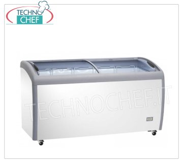 Horizontal cockpit freezer, lt. 300, Glass doors, Temp. 0+8°C / ≤ -18 °C, Class F, Mod.AX300CFG Horizontal chest freezer, capacity 300 l, glass doors, temperature: 0+8°C / ≤ -18 °C, static refrigeration, Gas R290, V,230/1, Kw.0,21, Weight 57 Kg, dim .mm.990x705x875h