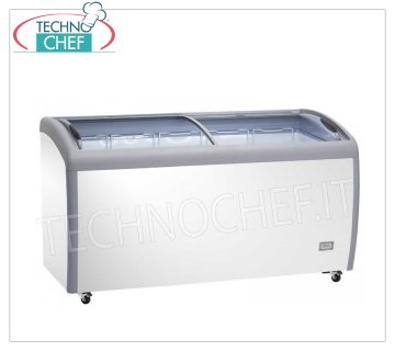 Horizontal cockpit freezer, lt. 400, Glass doors, Temp. 0+8°C / ≤ -18 °C, Class F, Mod.AX400CFG Horizontal chest freezer, capacity 400 l, glass doors, temperature: 0+8°C / ≤ -18 °C, static refrigeration, Gas R290, V,230/1, Kw.0,22, Weight 67 Kg, dim .mm.1260x705x875h